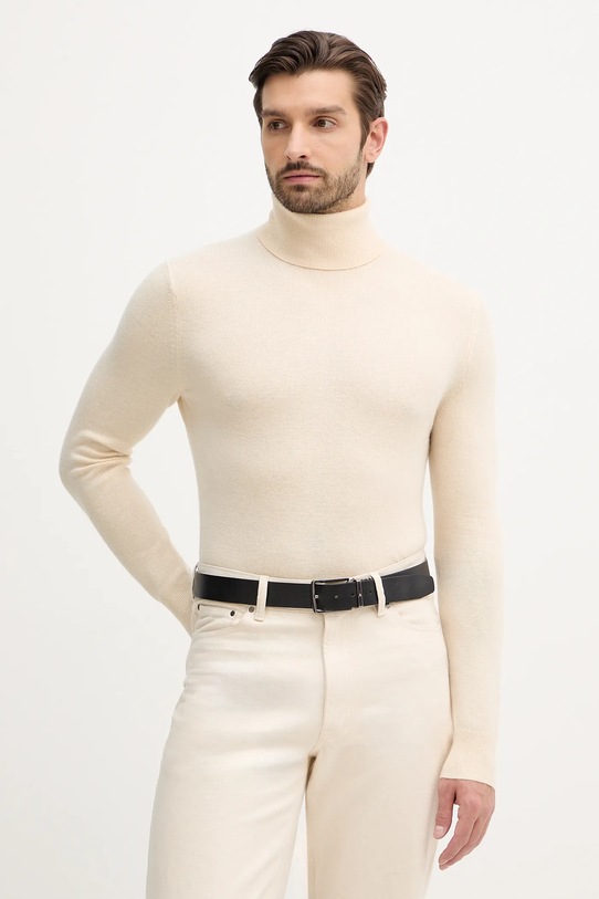Sisley sweter z domieszką wełny z domieszką wełny beżowy 102HS2177