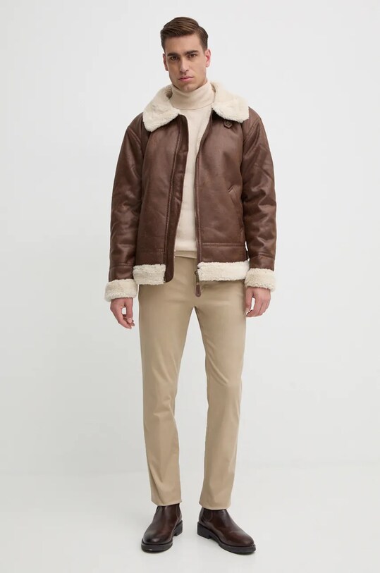 Sisley sweter z domieszką wełny 102HS2177 beżowy AW25