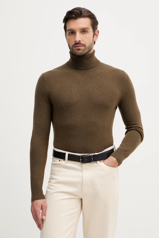 Sisley sweter z domieszką wełny brązowy 102HS2177