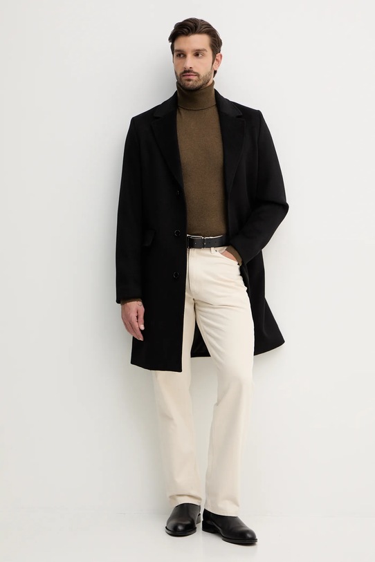 Sisley sweter z domieszką wełny 102HS2177 brązowy AW25