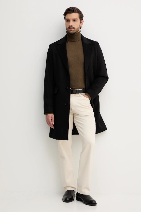 Sisley sweter z domieszką wełny 102HS2177 brązowy AW25