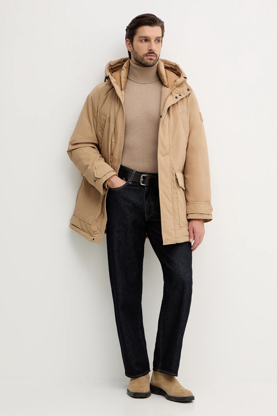 Sisley sweter z domieszką wełny 102HS2177 beżowy AW25