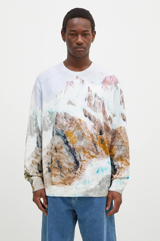 Pamučni pulover Vans Premium Classics LX Printed Knit Sweater krivi plava VN000HMFWHT1