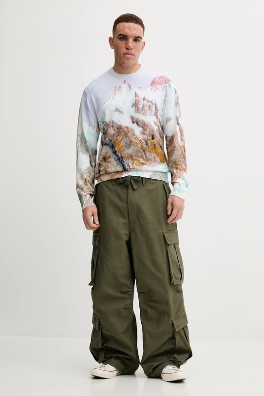 Bavlnený sveter Vans Premium Classics LX Printed Knit Sweater VN000HMFWHT1 modrá AW24
