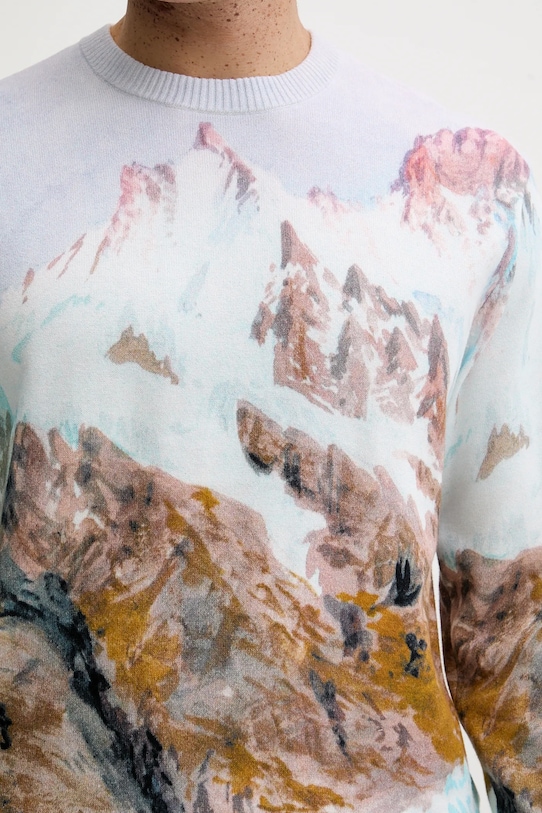 Vans pulover de bumbac Premium Classics LX Printed Knit Sweater VN000HMFWHT1 albastru