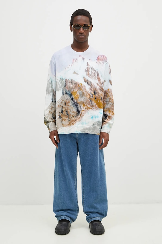 Pamučni pulover Vans Premium Classics LX Printed Knit Sweater VN000HMFWHT1 plava