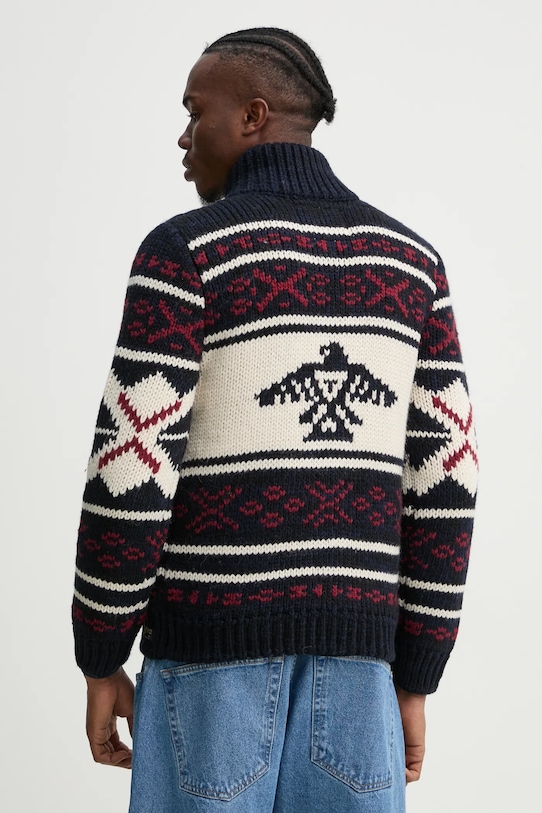 Odzież Superdry kardigan z domieszką wełny M6110591A.4BL granatowy