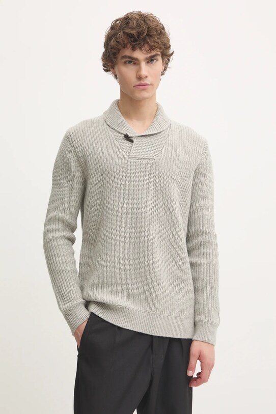 Superdry pulover din amestec de lana fixat gri M6110626A.07Q