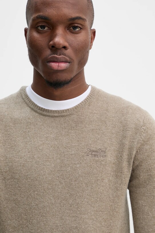 Svetr z vlněné směsi Superdry hnědá M6110641A.CGK