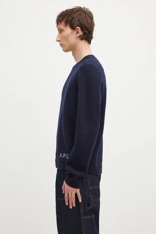 A.P.C. pulover de lana Pull Edward WVBDJ.H23059 bleumarin AW24