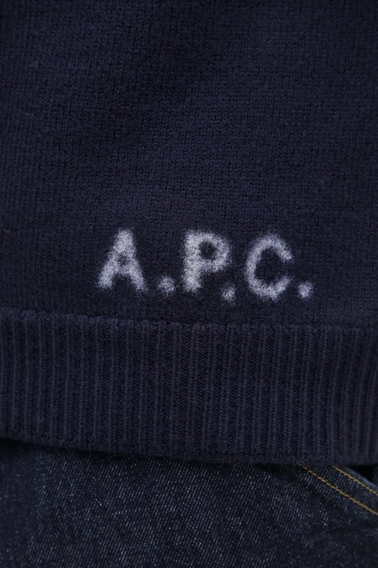 A.P.C. sweter wełniany Pull Edward granatowy WVBDJ.H23059