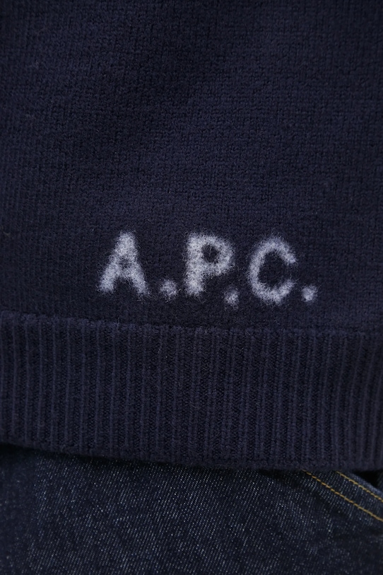 Vlnený sveter A.P.C. Pull Edward tmavomodrá WVBDJ.H23059