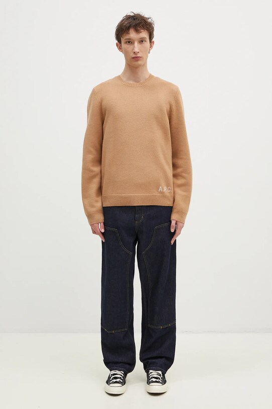 Шерстяной свитер A.P.C. Pull Edward WVBDJ.H23059 коричневый