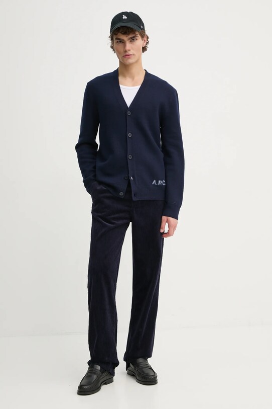 Вовняний кардиган A.P.C. kenny WVBDK.H22305 темно-синій AW24