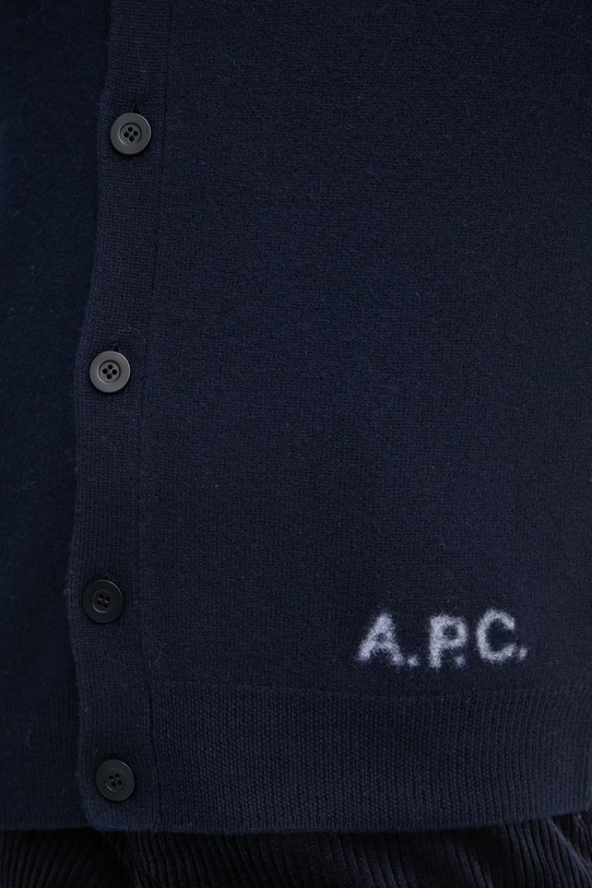 A.P.C. kardigan wełniany kenny WVBDK.H22305 granatowy