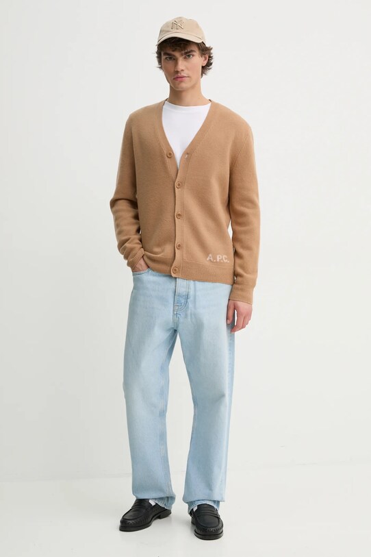 Вовняний кардиган A.P.C. kenny WVBDK.H22305 коричневий AW24