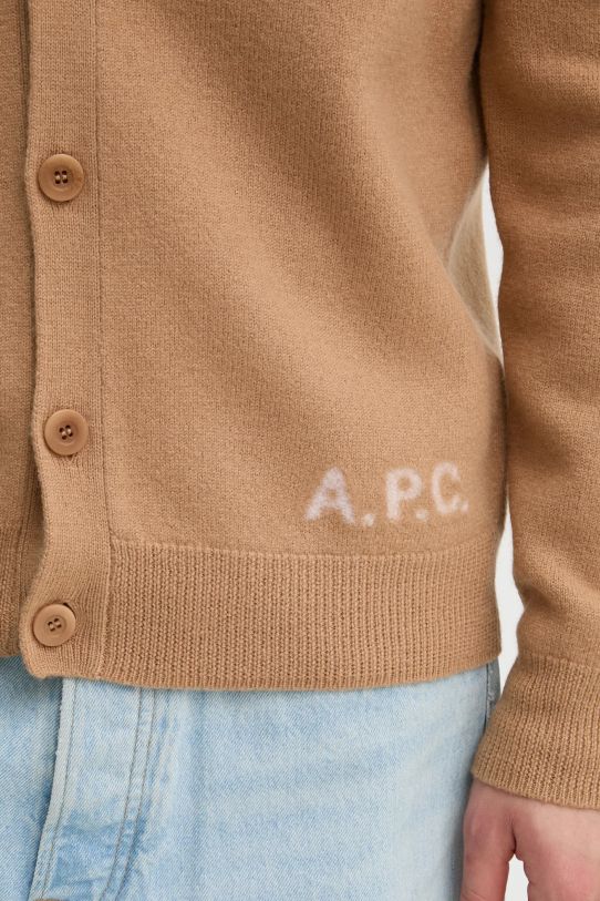 Вовняний кардиган A.P.C. kenny WVBDK.H22305 коричневий