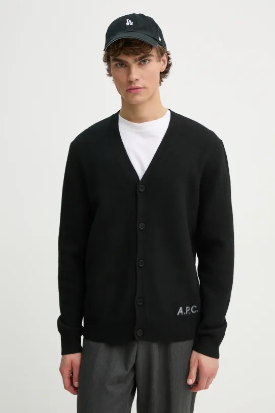 A.P.C. cardigan din lana kenny uni negru WVBDK.H22305