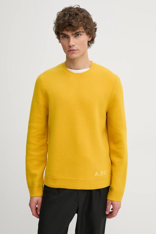 Vlnený sveter A.P.C. pull edward vlna žltá WVBDK.H23059