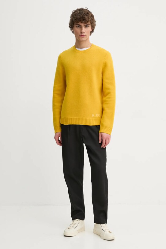 Vlnený sveter A.P.C. pull edward WVBDK.H23059 žltá AW24