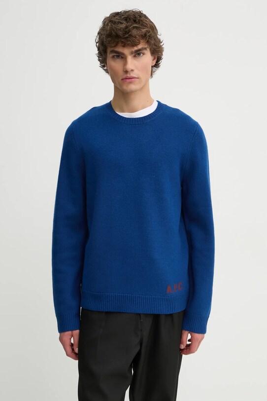 A.P.C. pulover de lana pull edward grosime medie bleumarin WVBDK.H23059