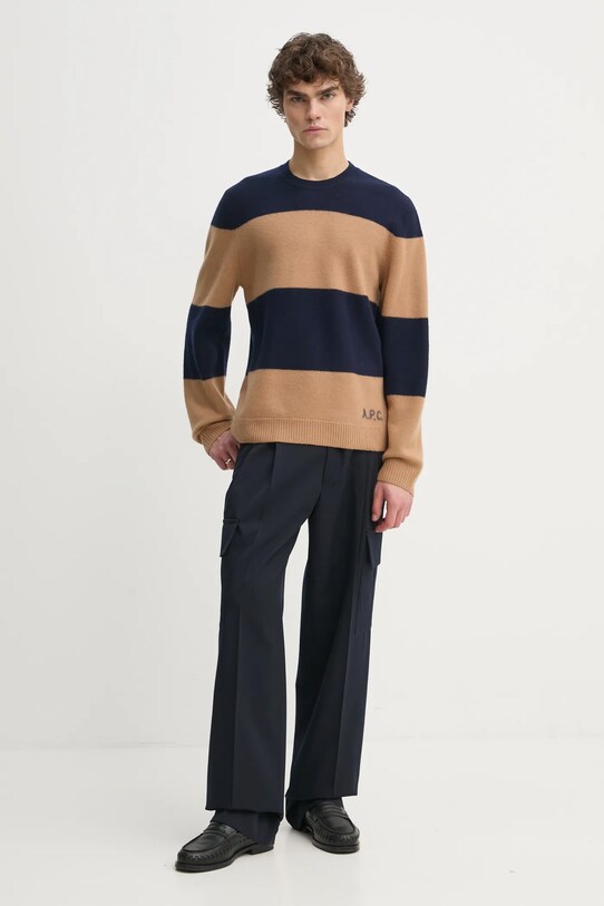 A.P.C. pulover de lana pull edwardo WVBDL.H23364 bleumarin AW24