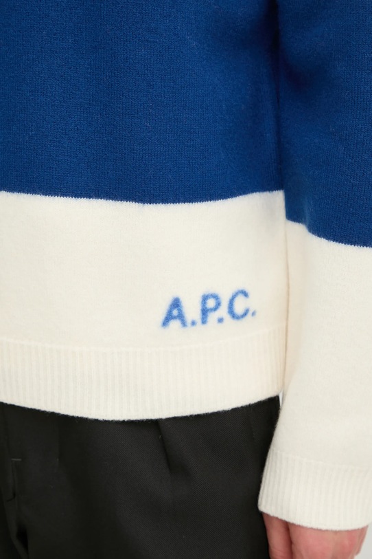 A.P.C. sweter wełniany pull edwardo WVBDL.H23364 granatowy