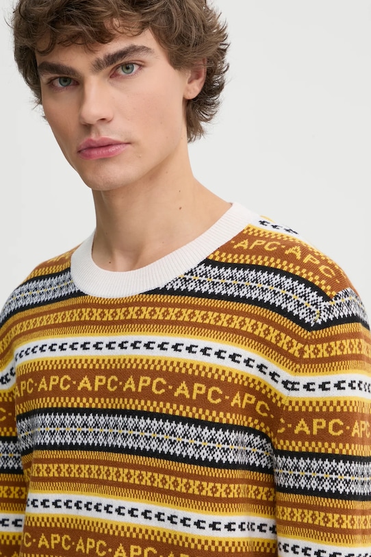 A.P.C. sweter wełniany pull malcom brązowy WVBDS.H23372