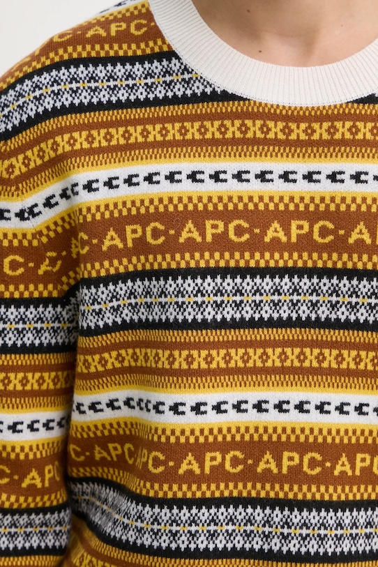A.P.C. sweter wełniany pull malcom WVBDS.H23372 brązowy