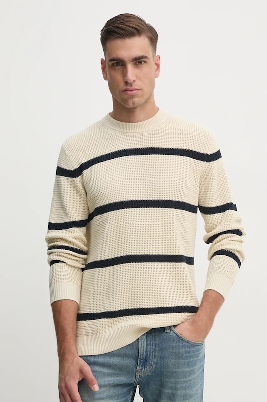 Pepe Jeans sweter bawełniany CAIRO wzorzyste beżowy PM702444
