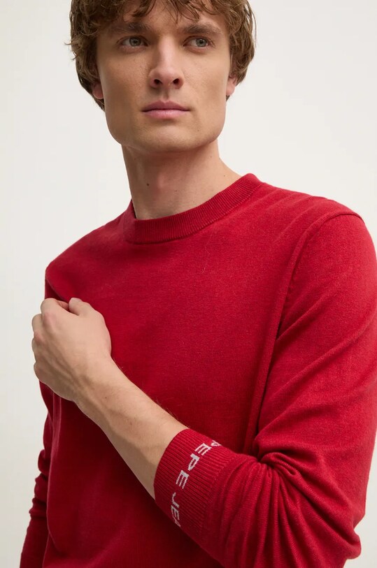 Светр з домішкою вовни Pepe Jeans NEW ANDRE CREW NECK меланж червоний PM702469
