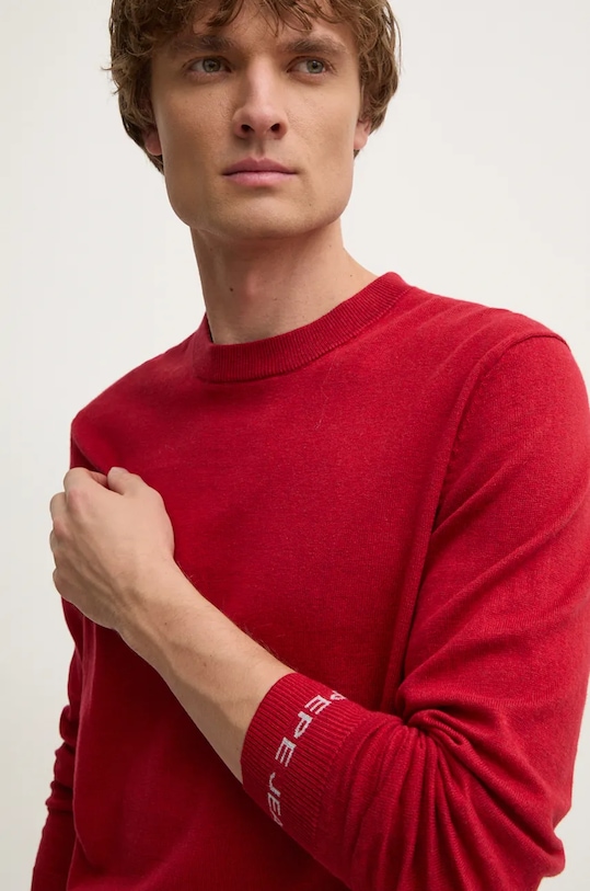 Pepe Jeans pulover din amestec de lana NEW ANDRE CREW NECK subtiri rosu PM702469