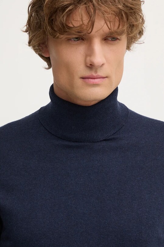 Pepe Jeans sweter z domieszką wełny NEW ANDRE TURTLE NECK granatowy PM702470