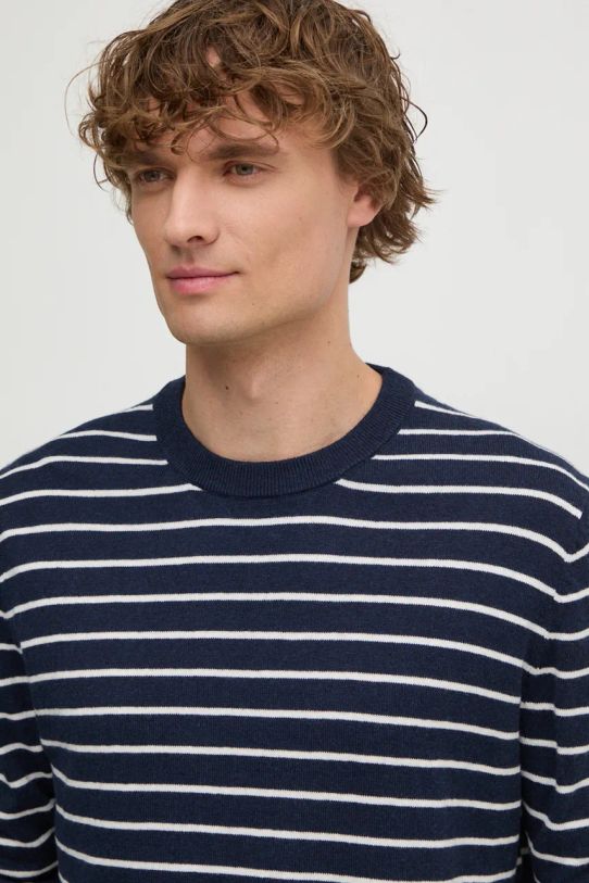 Pepe Jeans sweter z domieszką wełny NEW ANDRE STRIPES granatowy PM702479