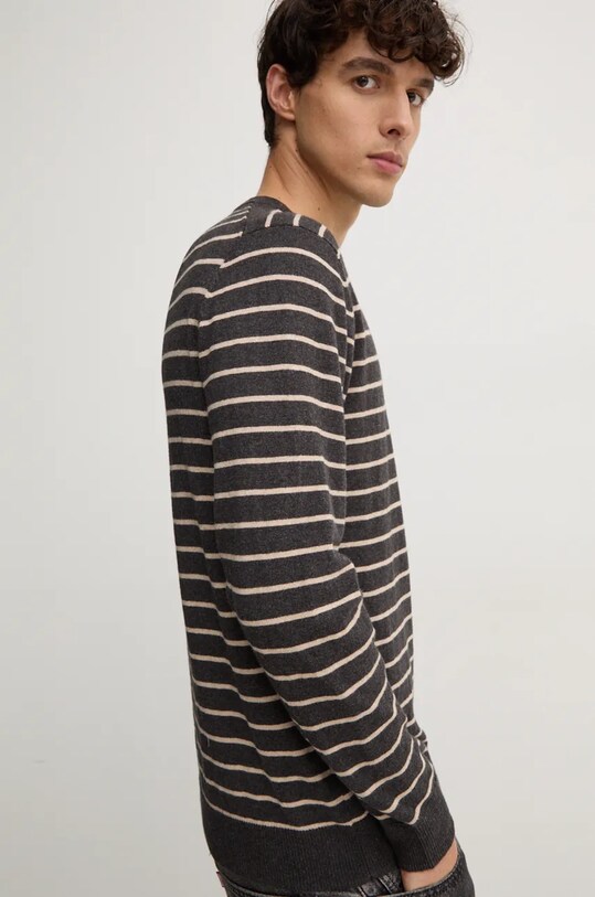 Odzież Pepe Jeans sweter z domieszką wełny NEW ANDRE STRIPES PM702479 szary