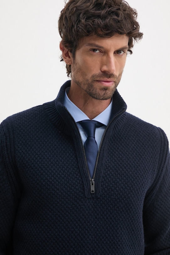 Vuneni pulover Boss Orange bez uzorka mornarsko plava 50523563