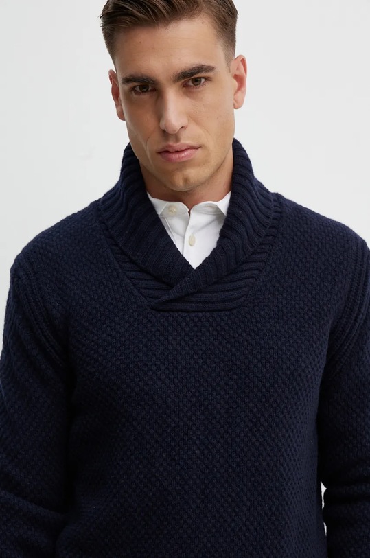 Vuneni pulover Boss Orange bez uzorka mornarsko plava 50523564