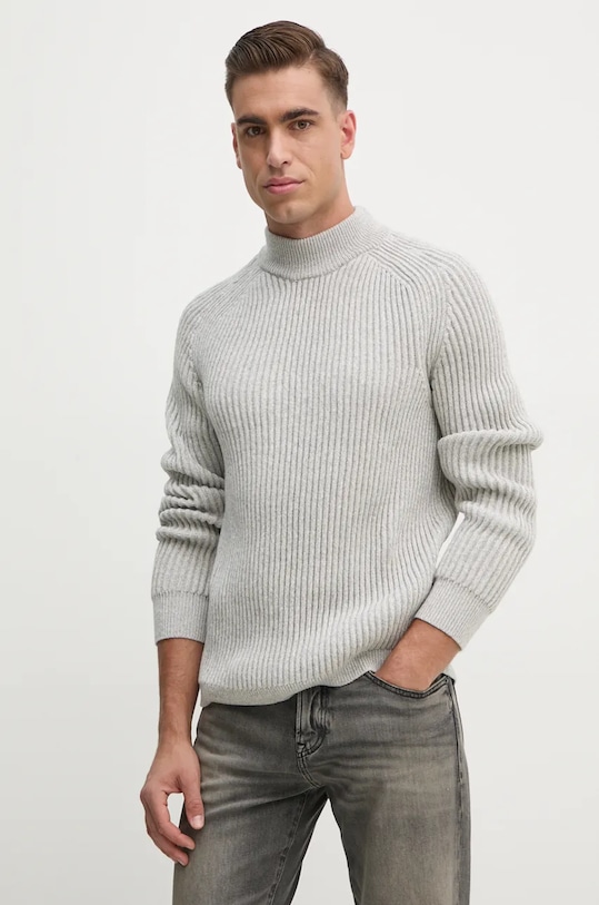 Vlněný svetr Boss Orange směs béžová 50523566