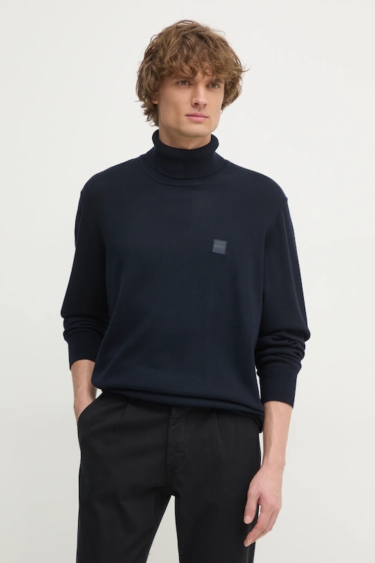 Sveter s prímesou kašmíru Boss Orange melanž tmavomodrá 50527573