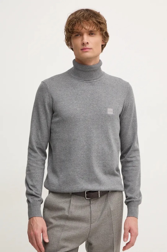 Sveter s prímesou kašmíru Boss Orange melanž sivá 50527573