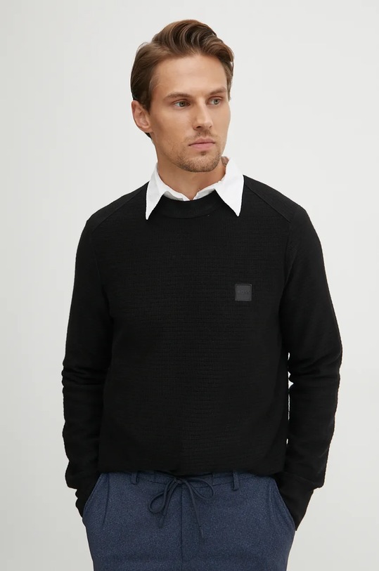 Boss Orange pulover din amestec de casmir subtiri negru 50527584