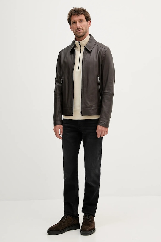 Svetr z vlněné směsi BOSS Orange 50527585 béžová NC25