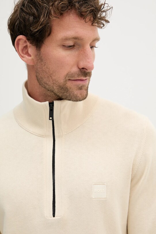 BOSS Orange sweter z domieszką wełny beżowy 50527585