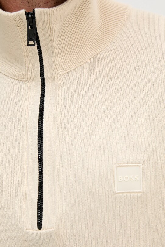 BOSS Orange sweter z domieszką wełny 50527585 beżowy