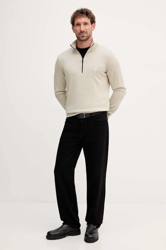 BOSS Orange sweter z domieszką wełny 50527585 beżowy NC25