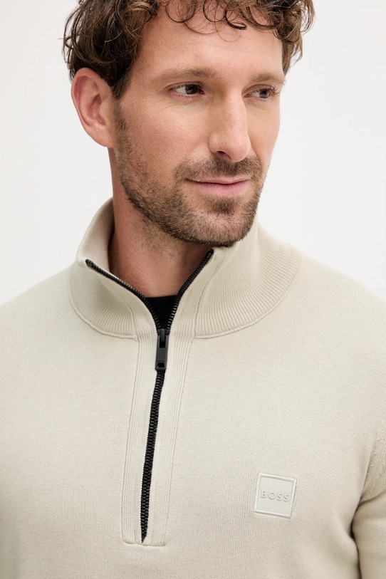 BOSS Orange sweter z domieszką wełny beżowy 50527585