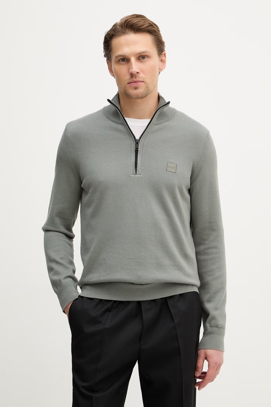 Sveter s prímesou vlny BOSS Orange Kanobix_S s prímesou vlny sivá 50527585