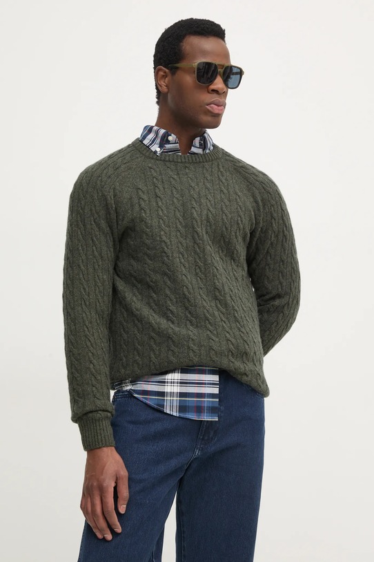 Vuneni pulover Lindbergh bez uzorka zelena 30.800227.ARMY.MEL