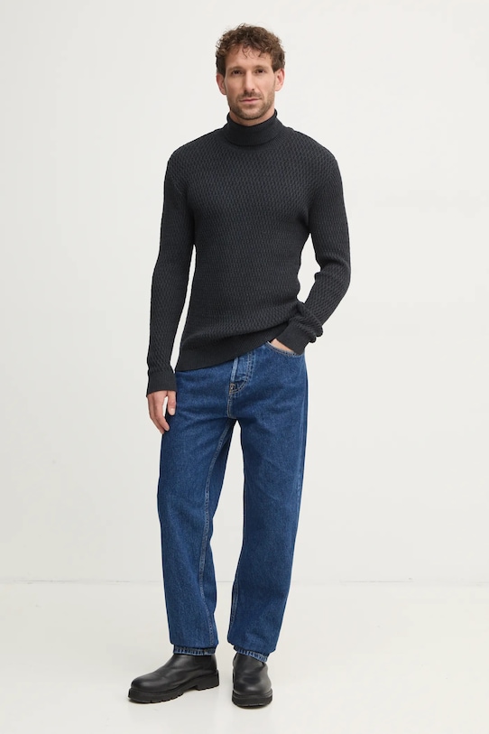 Бавовняний светр Lindbergh 30.804052A.DK.NAVY.ME темно-синій AW24