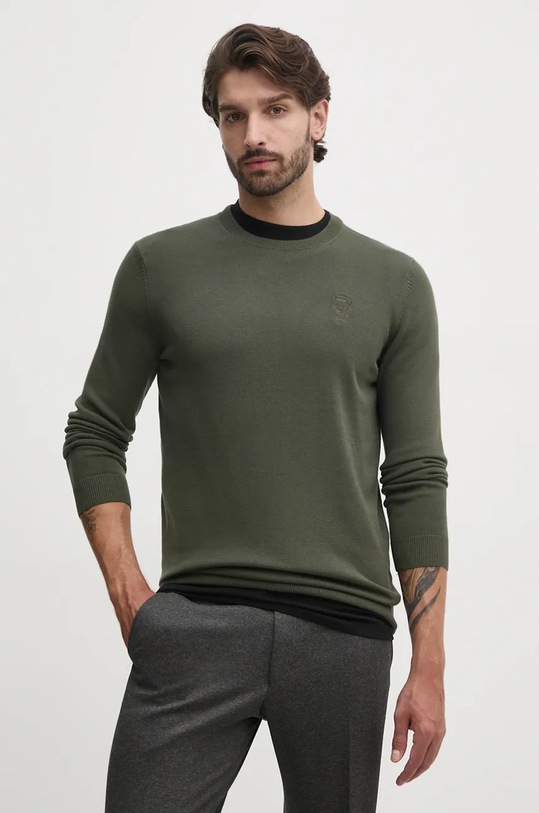 Karl Lagerfeld pulover de bumbac subtiri verde 544301.655029